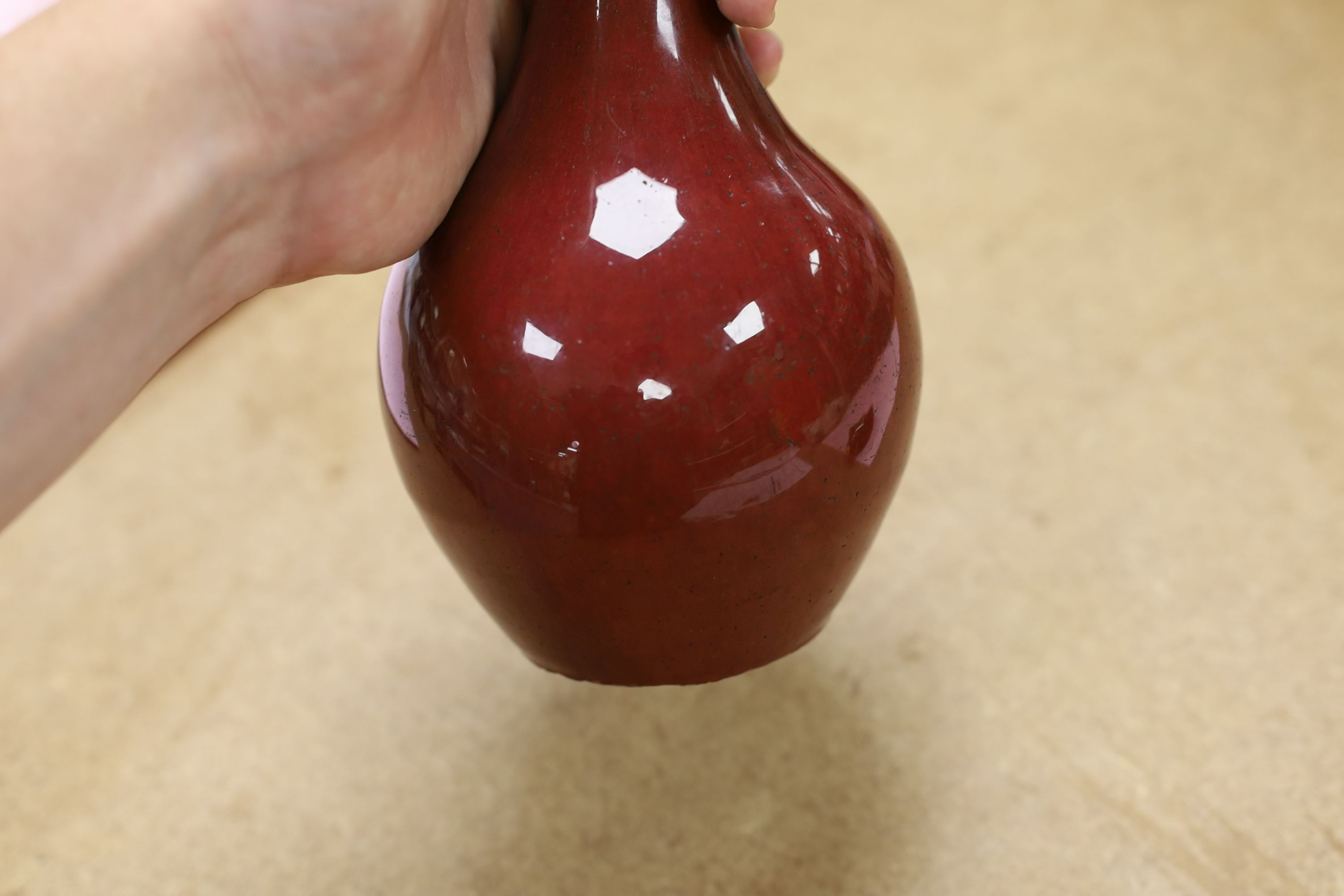 An 18th century Chinese Langyao sang-de-boeuf glazed bottle vase, 20cm